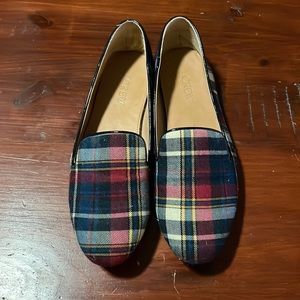 J Crew tartan slipper shoes, size 7